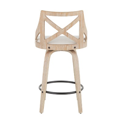 Set of 2 Charlotte Swivel Counter Stools in Cream and White Wash