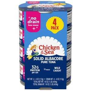 Chicken of the Sea No Drain Solid White Albacore Tuna - 16oz/4ct - 1 of 4
