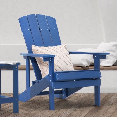 Sonkuk Recycled Plastic Wood Adirondack Chair, Navy Blue