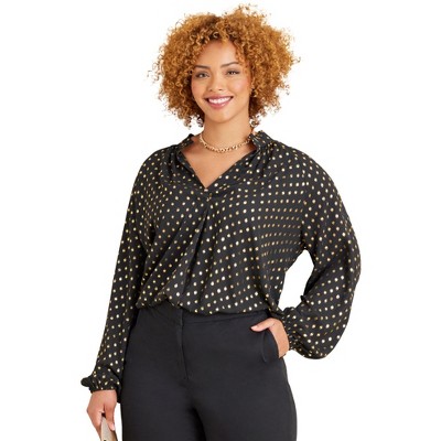 Catherines Women's Plus Size Liz&Me Clip Dot Blouse