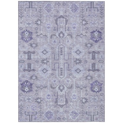 Lavender Purple And Gray Oriental Washable Indoor Outdoor Area Rug