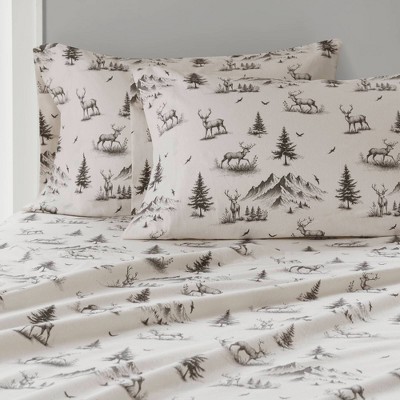 Gray Forest Cotton Flannel Queen Sheet Set