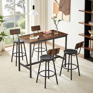 47.2"Pub High Dining Table 5 Piece Set, Industrial Style Pub Table,Grey - 1 of 4