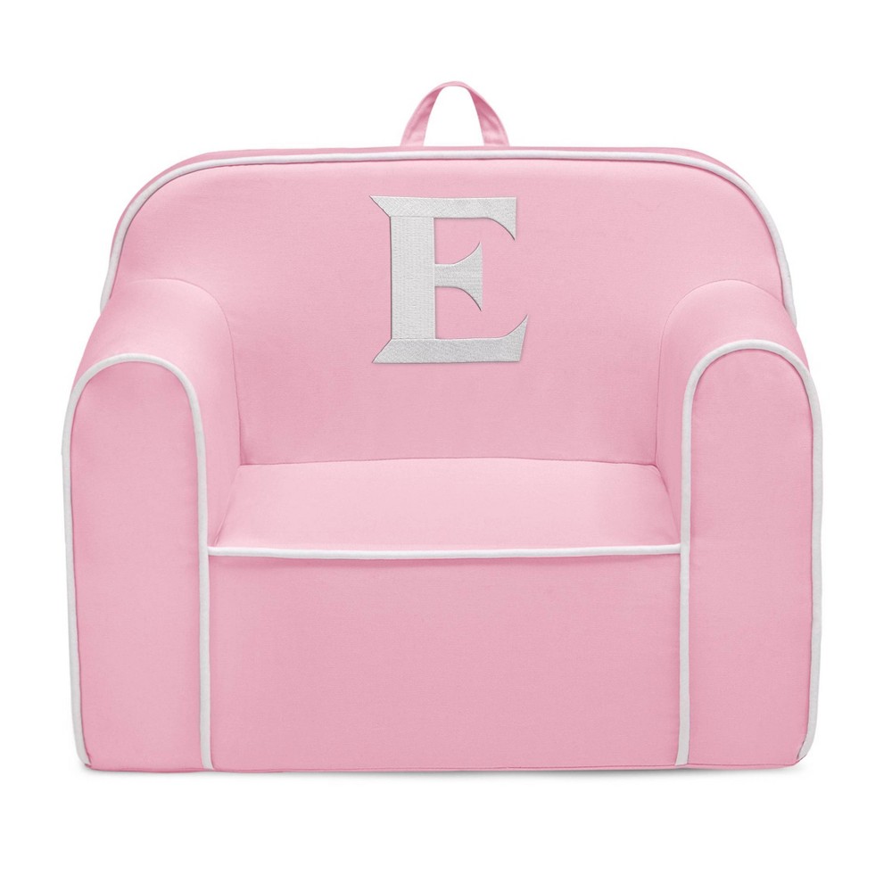 Delta Children Personalized Monogram Cozee Foam Kids' Chair - Customize with Letter E - 18 Months and Up - Pink & White -  88964291