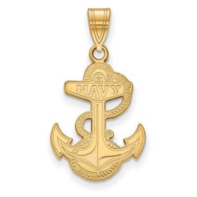 Black Bow Jewelry 14k Yellow Gold Navy Midshipmen NCAA Large Pendant