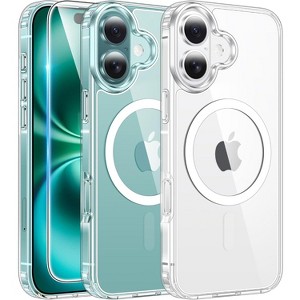 for iPhone 16 Case Clear: Magnetic Phone Cases with Screen Protector Drop Proof - 1 of 4
