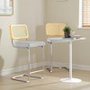 MAYEERTY 26" Light Gray Counter Height Velvet & Rattan Bar Stools Set of 3, Armless for Kitchen Island - 4 of 4