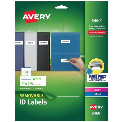 Avery Removable Multi-Use Labels 1 x 2 5/8 White 750/Pack 6460, 1 - Kroger