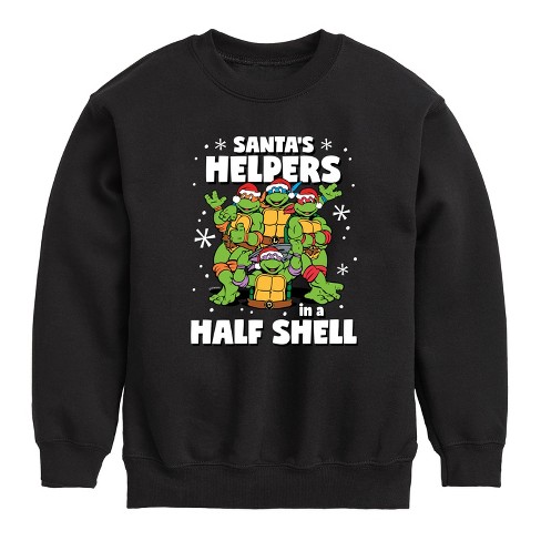 Boys' - Teenage Mutant Ninja Turtles - Santas Helpers In A Half Shell Graphic Long Sleeve Fleece Sweatshirt - image 1 of 4