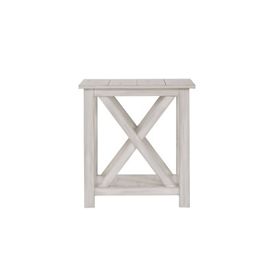 Antique White Jamestown Square End Table with Lower Shelf