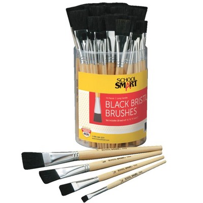 School Smart Paint Brush Set, Black Bristles, Enameled Hardwood Handles, Assorted Sizes, set of 72