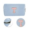 Unique Bargains Corduroy Rectangular Letter Makeup Bag Sky Blue 1 Pc - 4 of 4