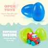 Joyfy 12 Pcs Easter Eggs with Rubber Car Toys, Plastic Eggs with Vehicle Toys for Toddlers and Kids Basket Stuffers Party Favors and Classroom Prizes - 3 of 4