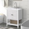 24" Black Modern Sleek Bathroom Vanity Elegant Ceramic Sink with Solid Wood Frame Open Style Shelf - 3 of 4