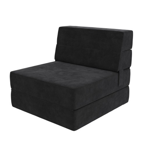 Novogratz The Flower 5-in-1 Modular Chair And Lounger Bed, Black Microfiber  : Target