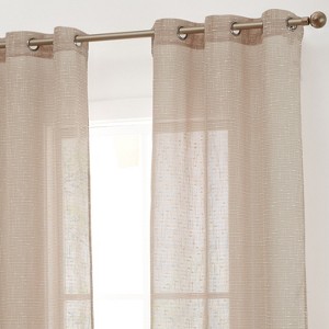 HLC.ME Emily Faux Linen Semi Sheer Light Filtering Grommet Lightweight Window Curtains Drapery Panels, Set of 2 - 1 of 4