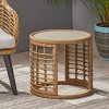 Boho Rattan Side Table with Tempered Glass Top,Round Accent Table for Living Room,Entryway or Sofa-Maison Boucle - 2 of 4