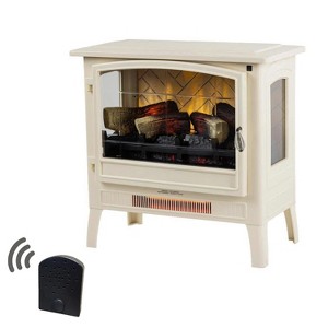 Country Living Infrared Freestanding Electric Fireplace Stove Heater in Cream + Fireplace Crackler Sound Maker - 1 of 4