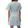 Anna-Kaci Women's Short Sleeve V-Neck Mini Dress with Ruffle Hem and Abstract Print - 3 of 4