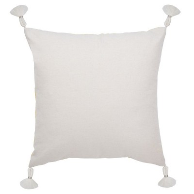 Ivory and Yellow Palm Leaf Square Throw Pillow
