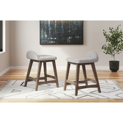 Set of 2 Color Grey Signature Design by Ashley Lyncott Counter Height Upholstered Barstool with Foam Cushion, Set of 2, Light Gray