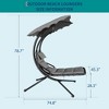 GustoWave Chaise Lounger Swing Chair with Umbrella Canopy, Patio Hanging Chaise Lounger Chair with Stand, Curved Steel Outdoor Lounge Chairs - 3 of 4