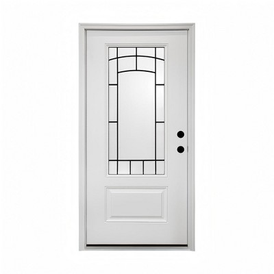 Chic Crate 36"x80" Fiberglass Front Door with Frosted Glass, Vinyl Frame Included