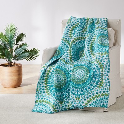 Teal patterned throw blanket new arrivals