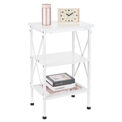 VECELO Modern X-Design Nightstand, End/Side Table with 3 Storage Shelves for Bedroom or Living Room