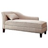 Beige Fabric Chaise / Bench Nailhead Trims Pillow Plush Comfort 1pc Chaise Living Room Furniture - 2 of 4