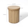LuxenHome Brown Wood Fluted Round Side Table, 19" Mid Century Modern Wooden Accent Tables for Small Spaces, Bedside Table for Living Room - 3 of 4
