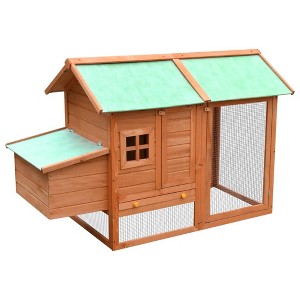 vidaXL Chicken Coop Brown and Green Solid Pine/Fir Wood - 1 of 4