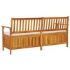 vidaXL Storage Bench with Cushion, 66.9" Solid Wood Acacia - 4 of 4