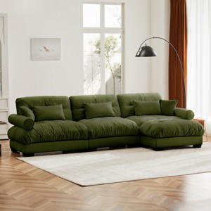 5 Pieces Sofa With Ottoman, 4 Seater Sectional Sofas Large With Waist Pillow And Throw Pillows, Large L Shape Sofa For Living Room-Cuddlewood - 1 of 4