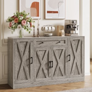 Vividwood 55" Modern Farmhouse Buffet – Large Storage Sideboard with Drawer Coffee Bar Credenza - 1 of 4