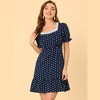 Allegra K Women's Summer Sweetheart Neck Ruffled Hem Puff Short Sleeve Polka Dots Dress - 4 of 4