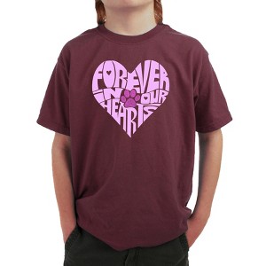 LA Pop Art Forever In Our Hearts - Boy's Word Art T-Shirt - 1 of 4