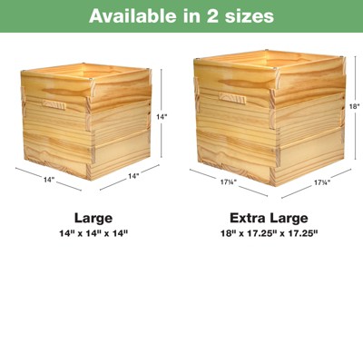 18" Square Natural Wood Outdoor Planter Box with Universal Pole Support