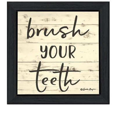 HomeRoots Brush your Teeth Black Framed Print Bathroom Wall Art