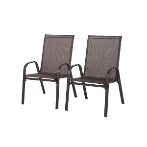 Ridstar 2 Piece Outdoor Patio Dining Chairs with Armrest High Backrest For Garden & Backyard-Brown - 1 of 4