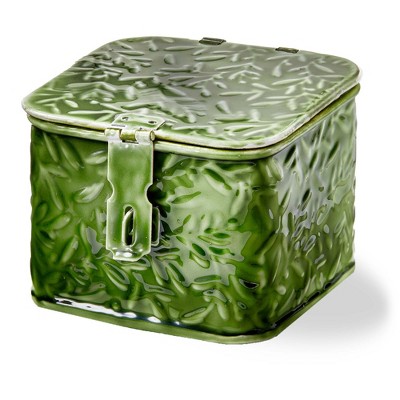 TAG Botanical Trinket Box - Decorative Enamel Box for Christmas, Green, Wipe Clean, 4.75" L x 4.5" W x 3.5" H