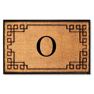 A1HC Bordered Designed Natural Coir & Rubber Monogrammed Doormat, Heavy Duty, Non-Slip Entry Mat - 1 of 4