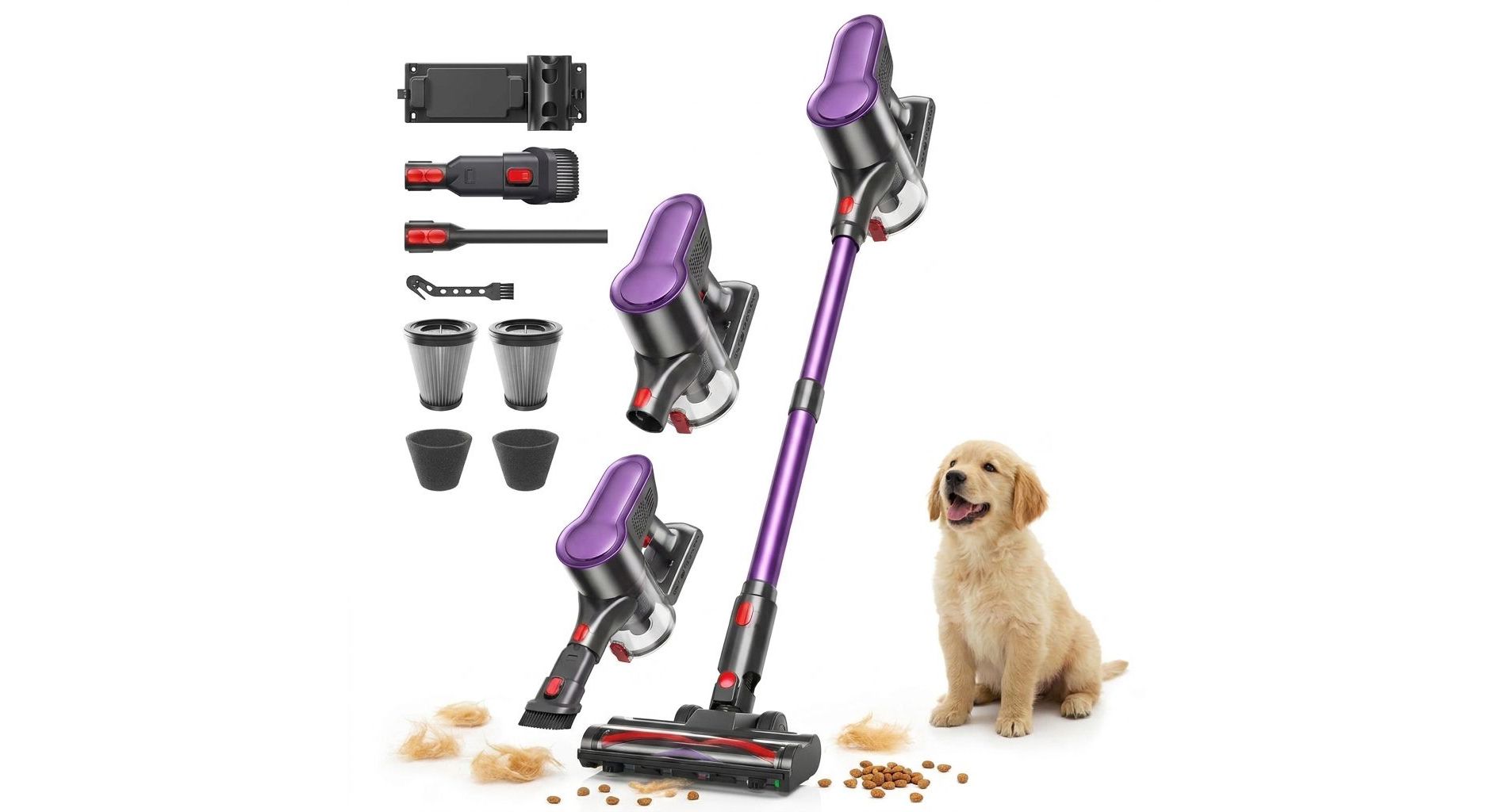 Cordless Vacuum Cleaner 500W/45Kpa Vacuum Cleaners for Home, Stick Vacuum with Self-Standing Lightweight Vacuum for Pet Hair, Carpets, Hard Floors