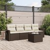 vidaXL 5 Piece Patio Sofa Set with Cushions - Brown and Cream - 2 of 4