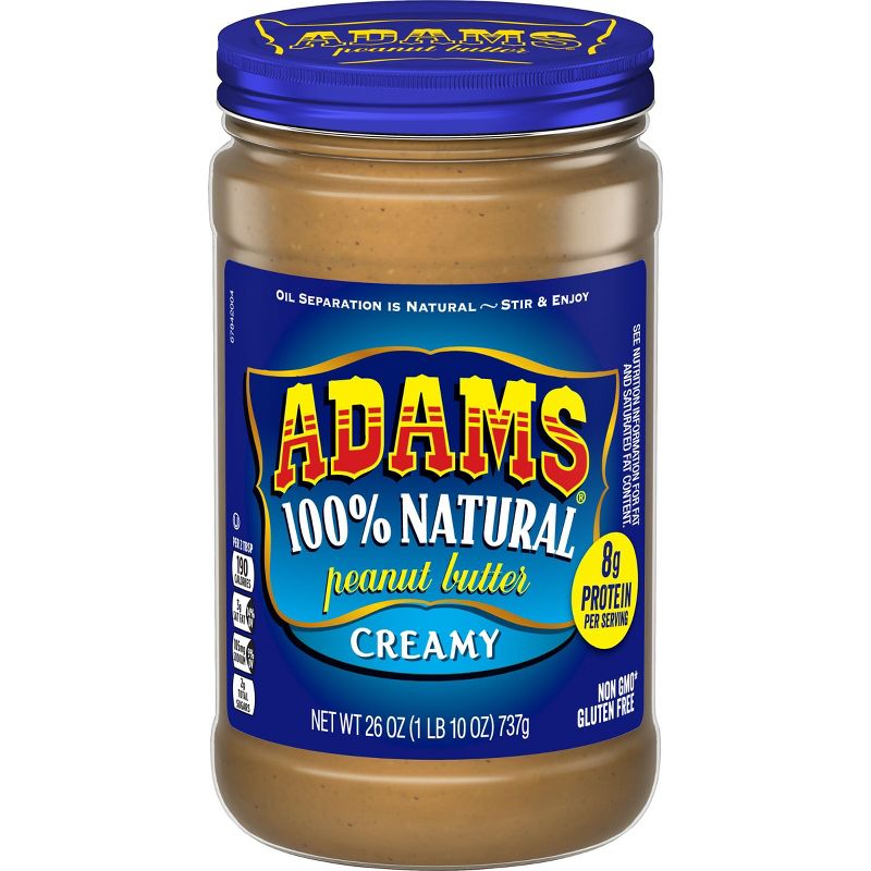 Adams Peanut Butter 100% Natural Creamy Peanut Butter - 26oz, 1 of 4
