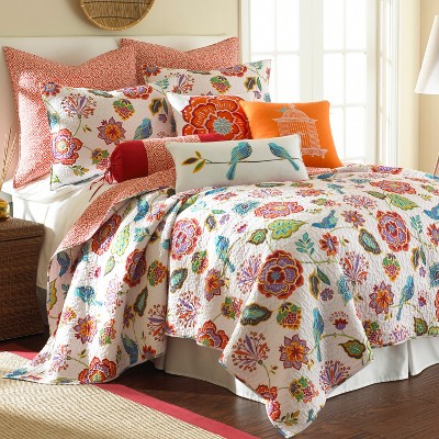 Calafel Floral Quilt Set - Full/Queen Quilt and Two Standard Pillow Shams -  Levtex Home