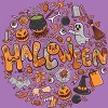 Girl's Design By Humans happy halloween greeting holiday illustration By ghinan T-Shirt - 2 of 2