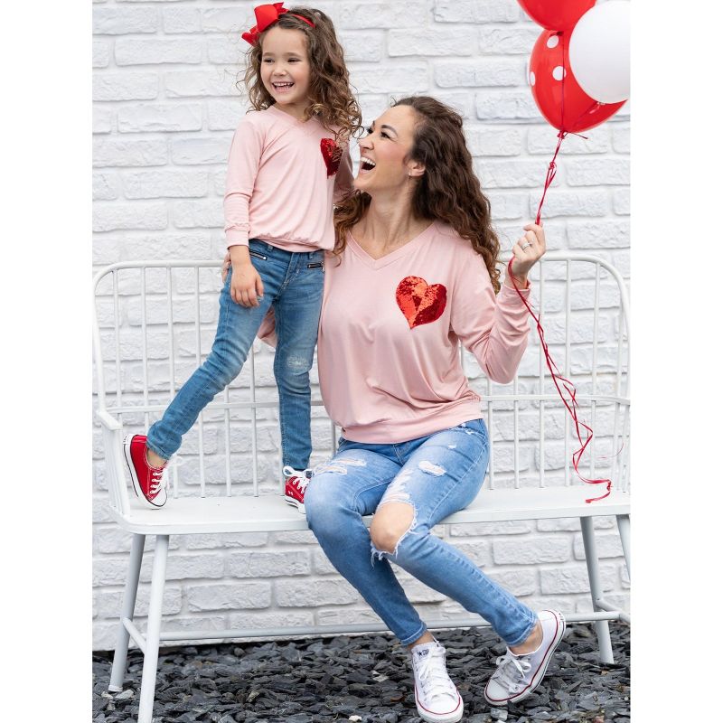Girls Mommy And Me Shining Heart Pink Top - Mia Belle Girls, 4 of 6