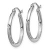 Black Bow Jewelry 2mm x 20mm 14k White Gold Satin & Diamond-Cut Round Hoop Earrings - 2 of 4