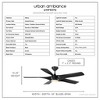 Urban Ambiance Luxury Transitional Ceiling Fan 14.25''H x 60''W,  Midnight Black Finish,  Albany Collection, UHP9370 - 3 of 4